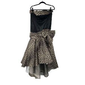 Vintage San Martin Black High Low Rhinestone Bow Formal Dress